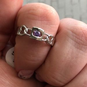 UNIQUE INTERLOCKING AMETHYST SILVER925 DESIGN RING